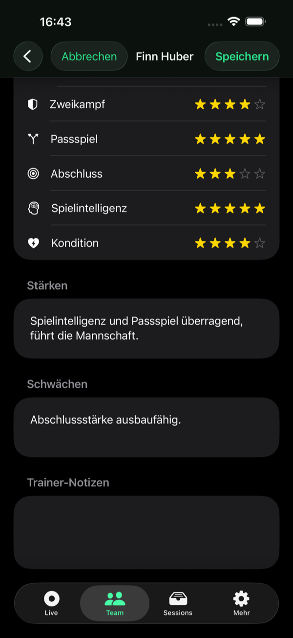 TikiTakaTrAIner – Spielerprofil